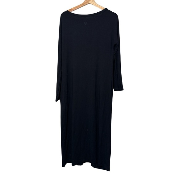 OSKA Long Sleeve Black Midi Dress Size 2 Medium Lagenlook Utilitarian Layering - Picture 2 of 6